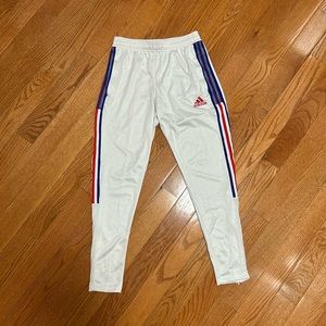 Men’s Adidas White Track Pants with ColorFul Stripes
